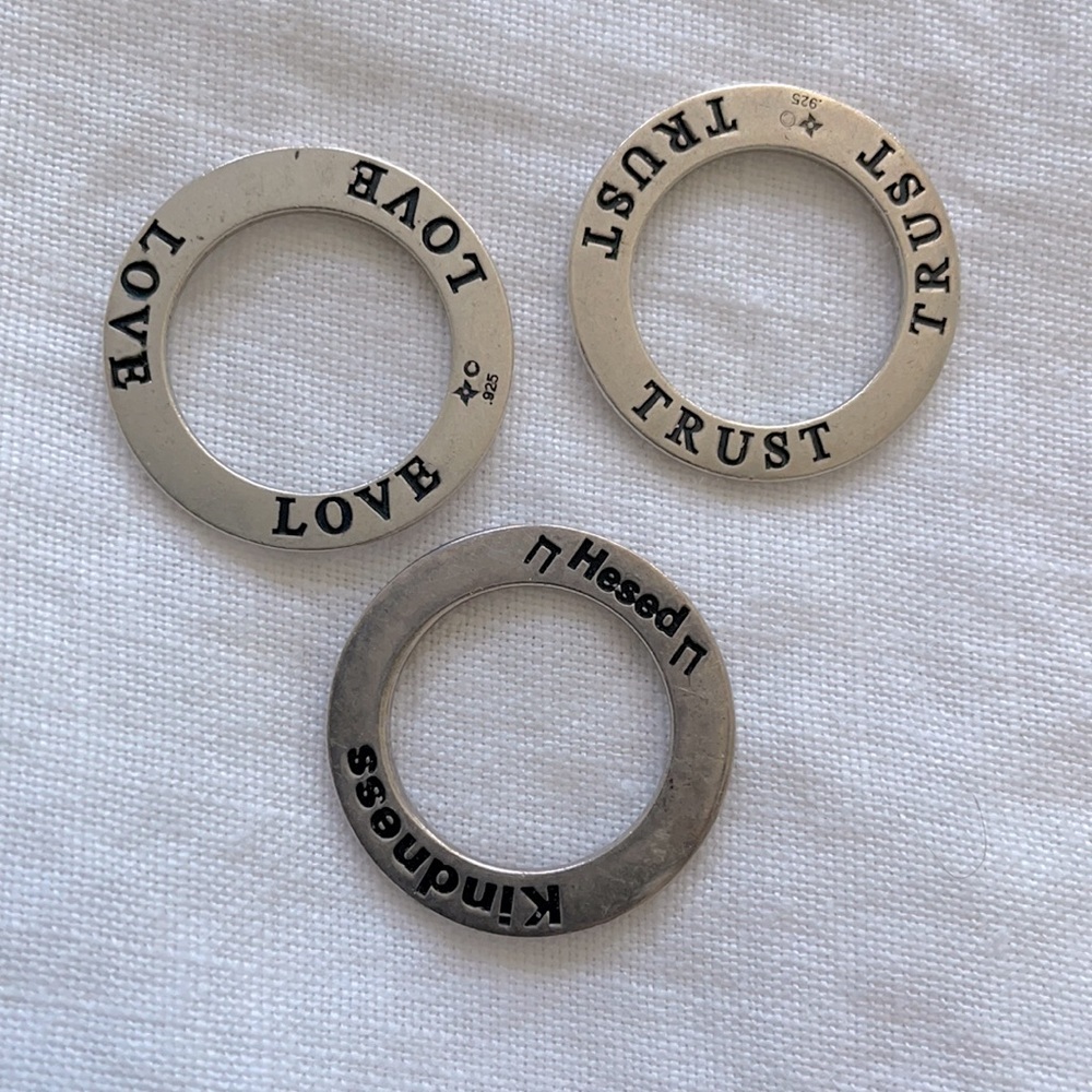Affirmation washer pendants  kindness love trust